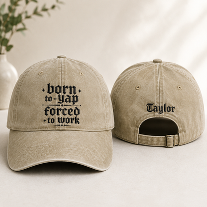 Born To Yap Embroidered Washed Cap - Washed Cap - front view