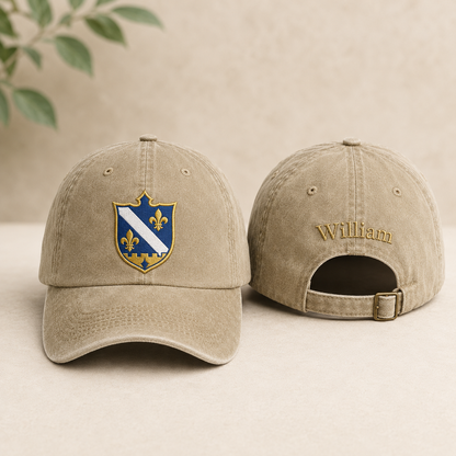 Bosnian Crest Embroidered Washed Cap - Washed Cap - front view