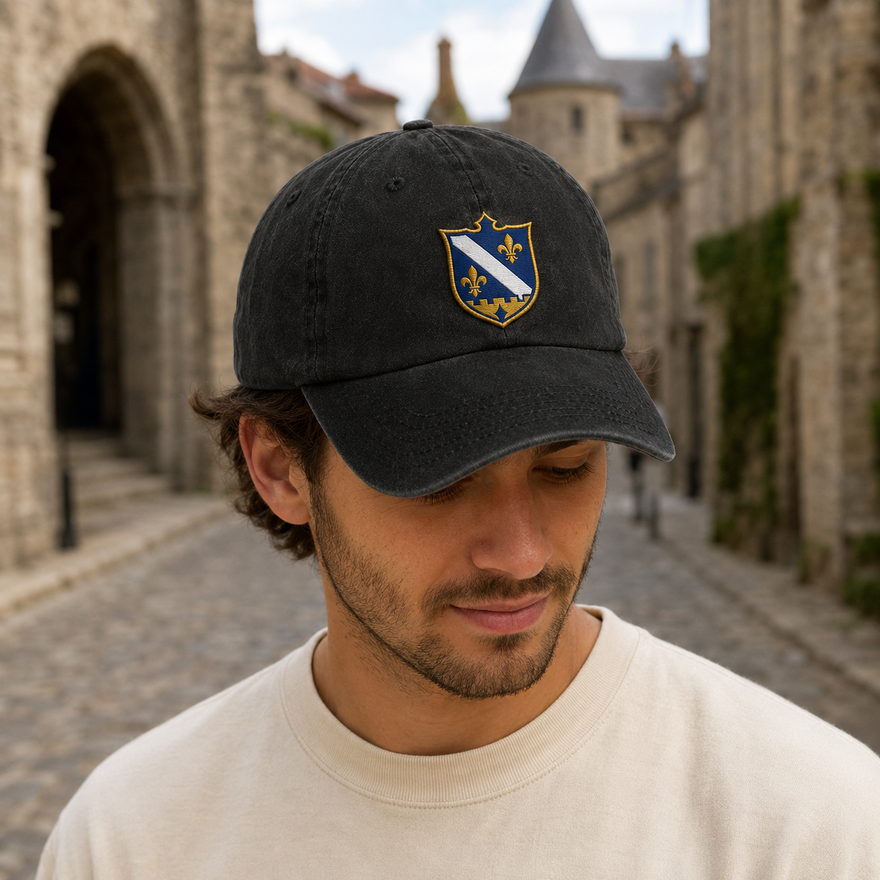 Bosnian Crest Embroidered Washed Cap - Washed Cap - side view