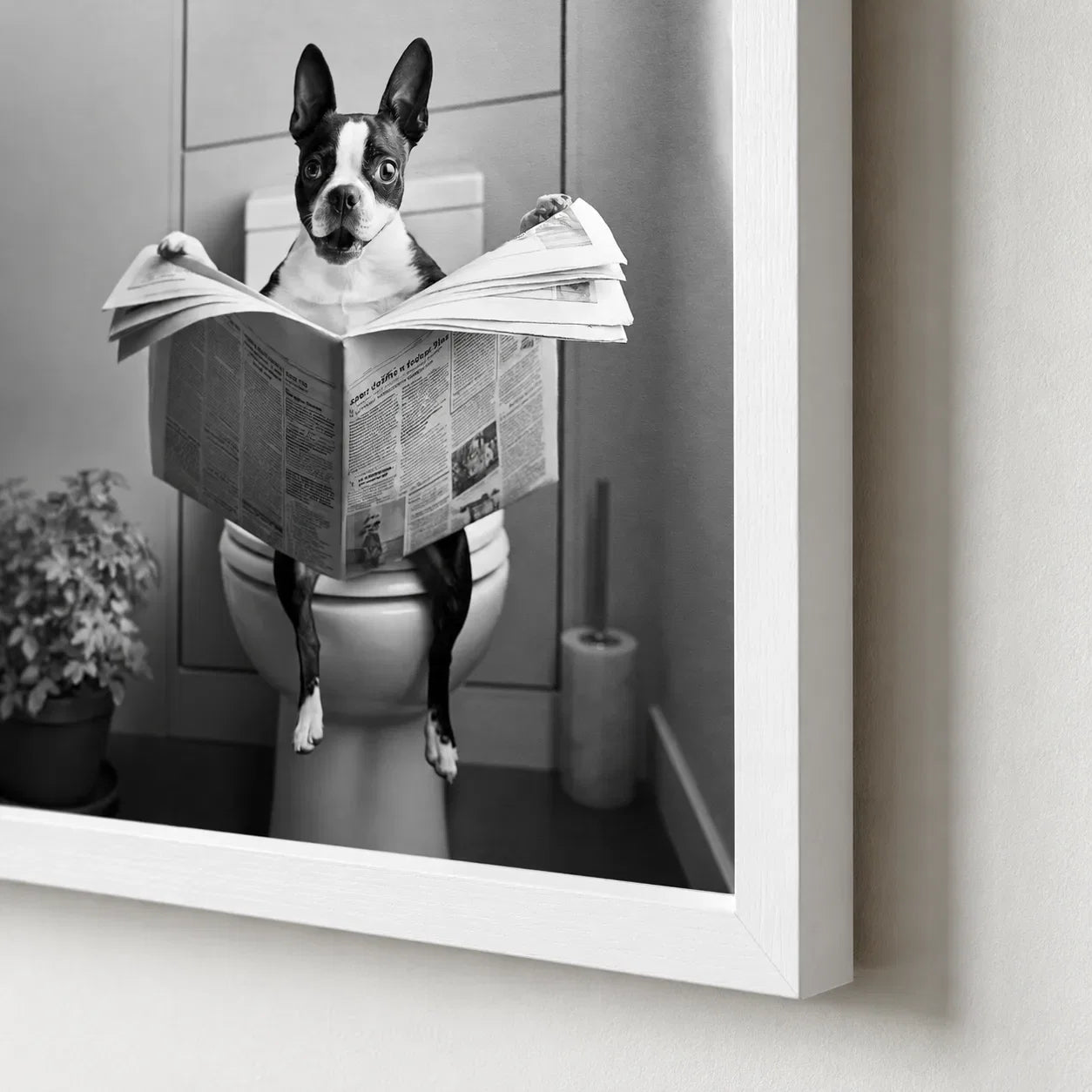 Boston Terrier Reading Newspaper Wall Art Decor - Wall Art Decor - packaging