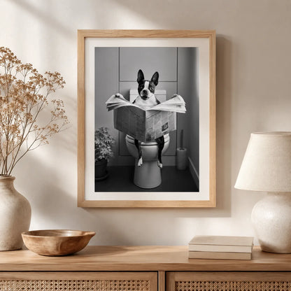 Boston Terrier Reading Newspaper Wall Art Decor - Wall Art Decor - styled