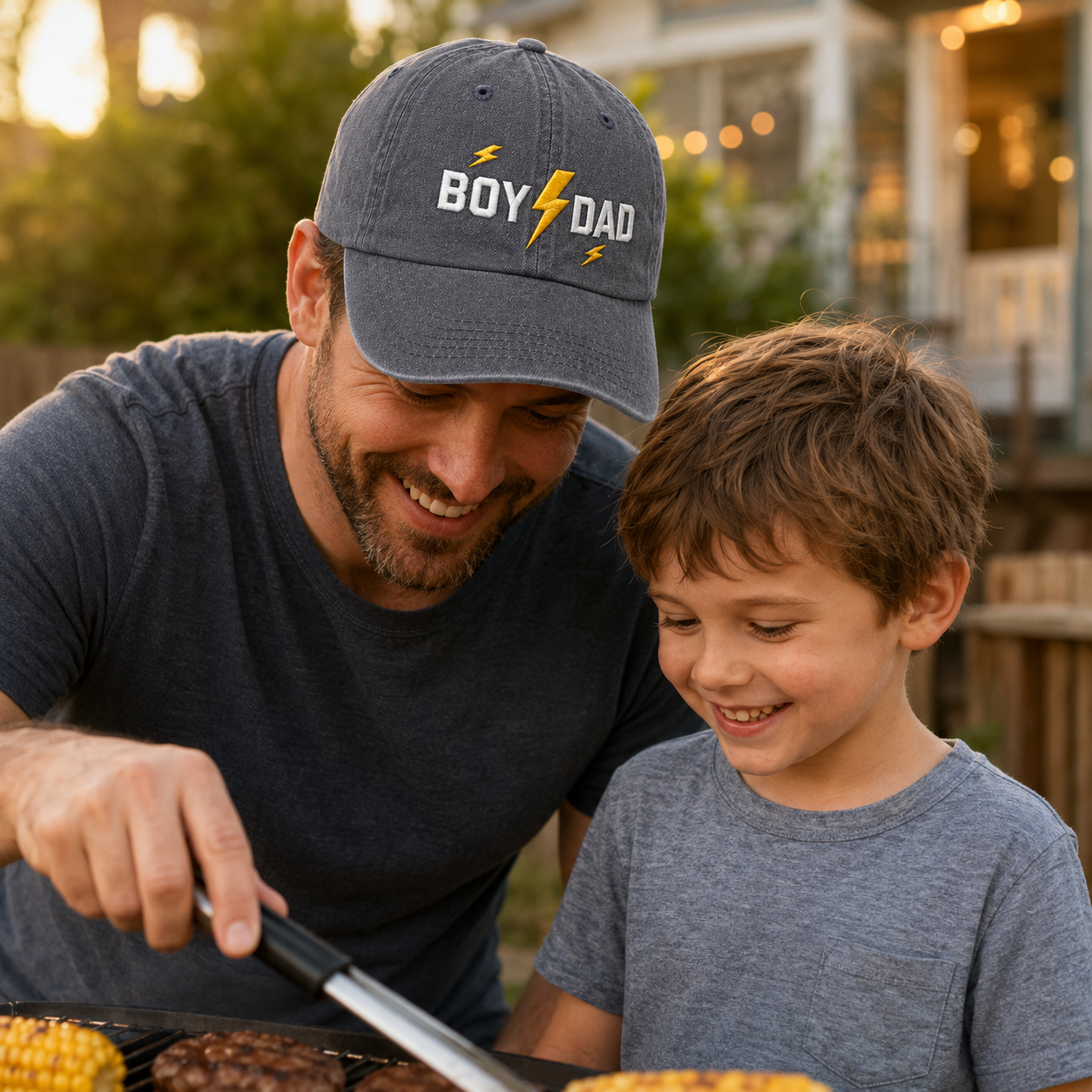 Boy Dad Lightning Washed Cap - Washed Cap - close up
