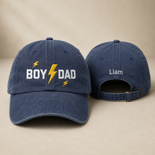 Boy Dad Lightning Washed Cap - Washed Cap - front view