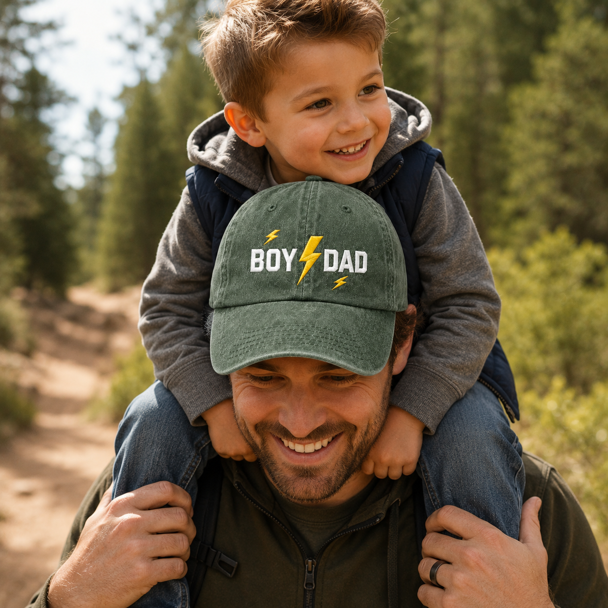 Boy Dad Lightning Washed Cap - Washed Cap - in use