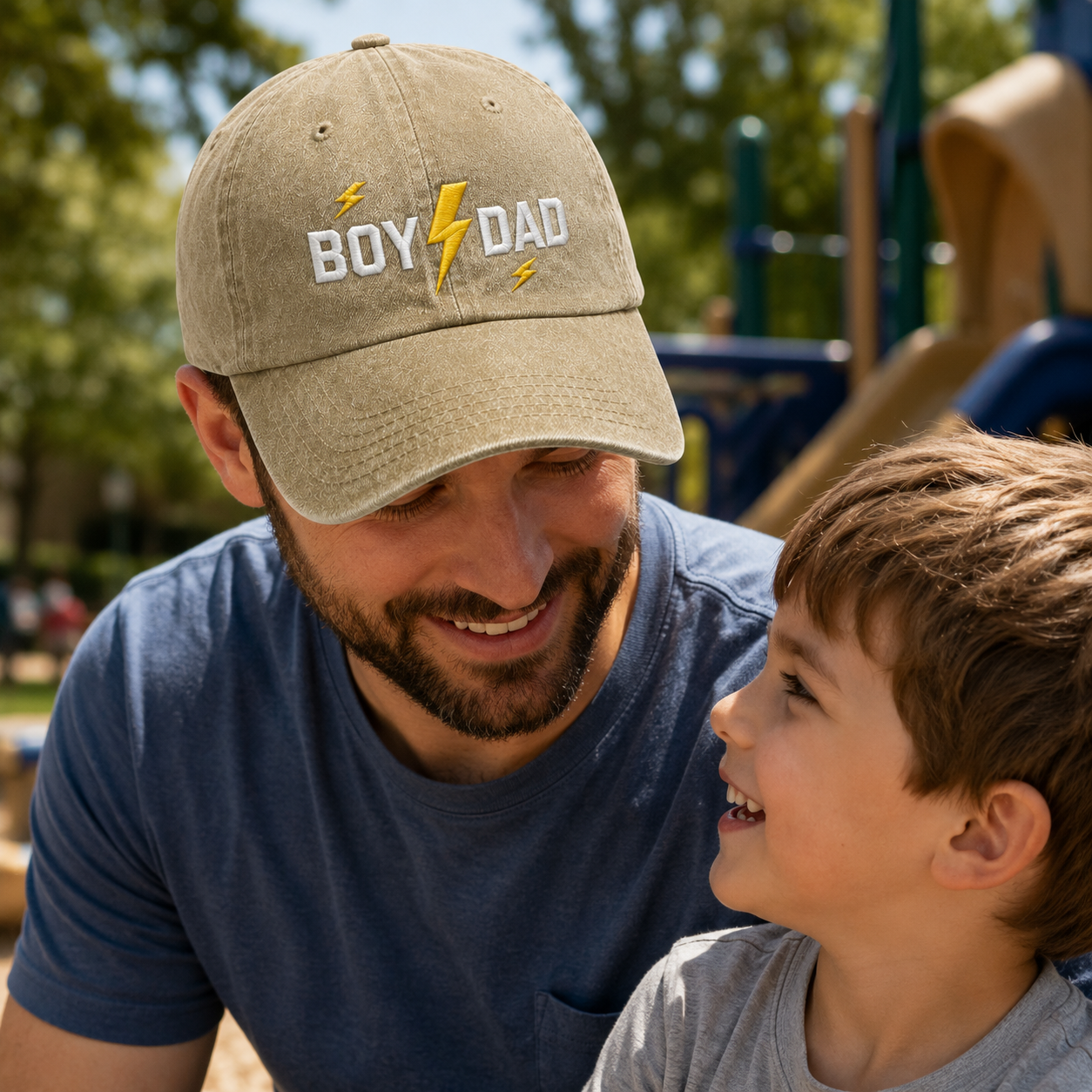 Boy Dad Lightning Washed Cap - Washed Cap - side view