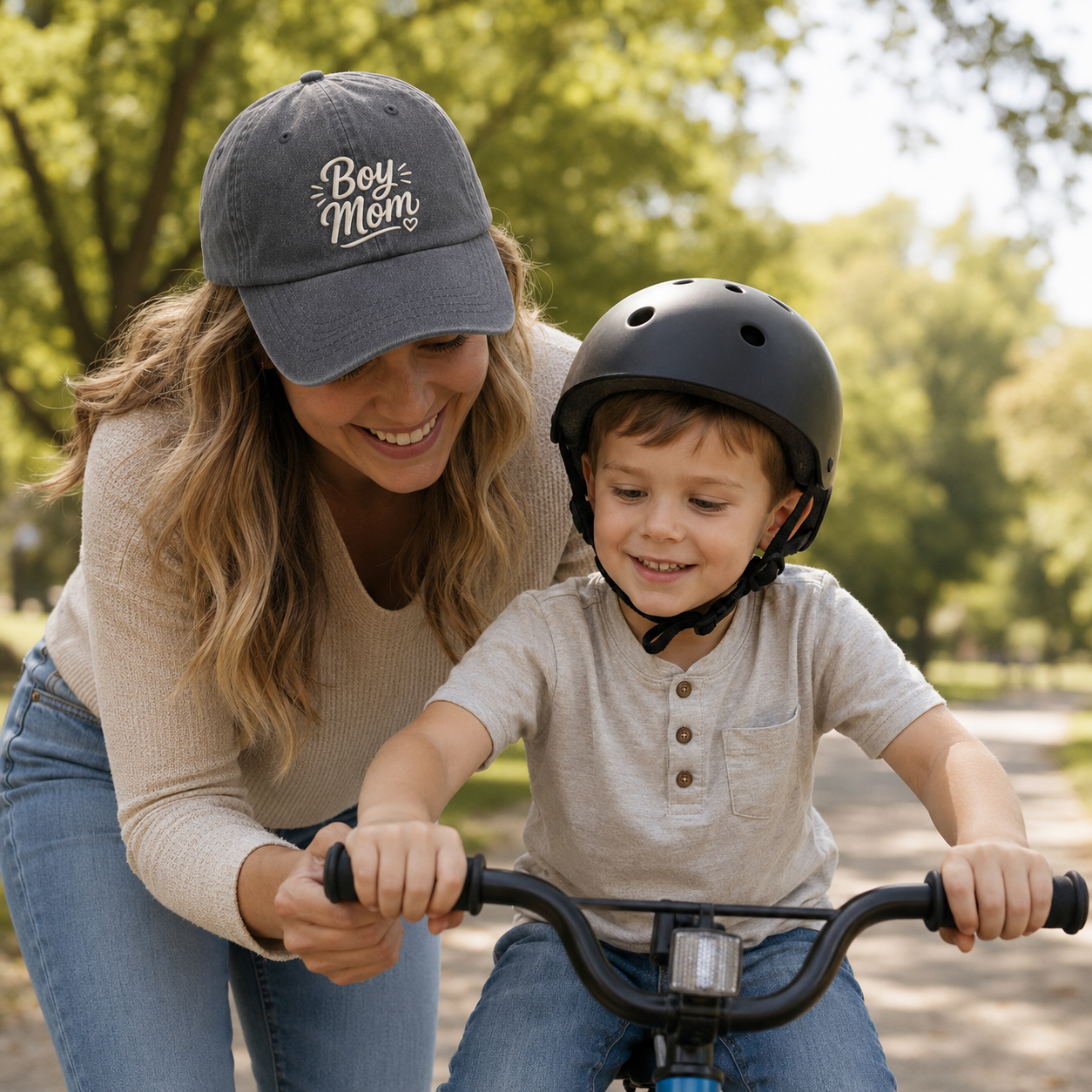 Boy Mom Embroidered Washed Cap - Washed Cap - alternate angle