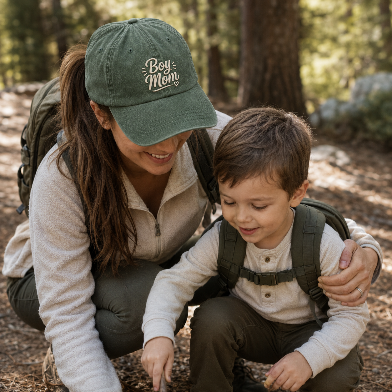 Boy Mom Embroidered Washed Cap - Washed Cap - detail