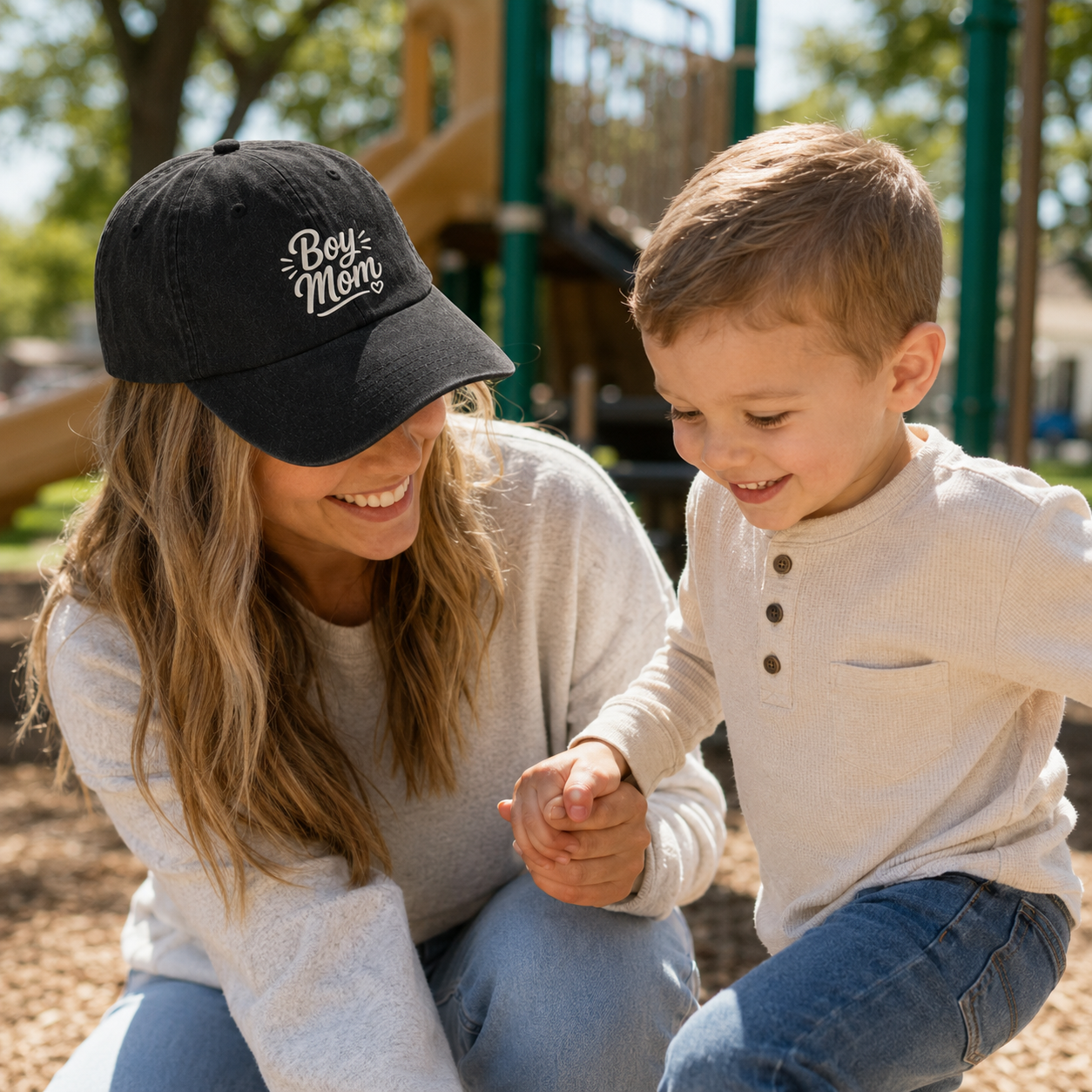 Boy Mom Embroidered Washed Cap - Washed Cap - side view