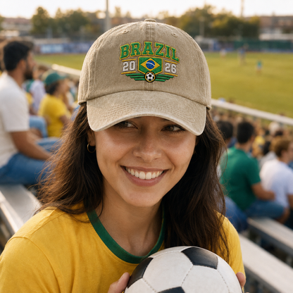 Brazil 2026 Embroidered Washed Cap - Washed Cap - lifestyle