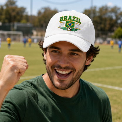 Brazil 2026 Embroidered Washed Cap - Washed Cap - side view