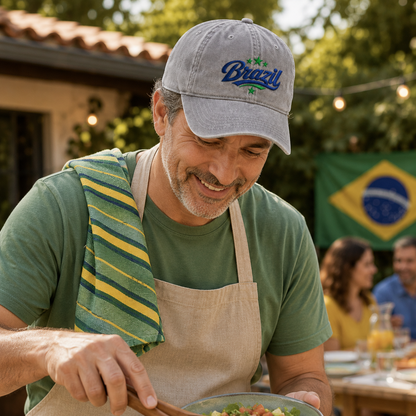 Brazil Script Embroidered Washed Cap - Washed Cap - detail