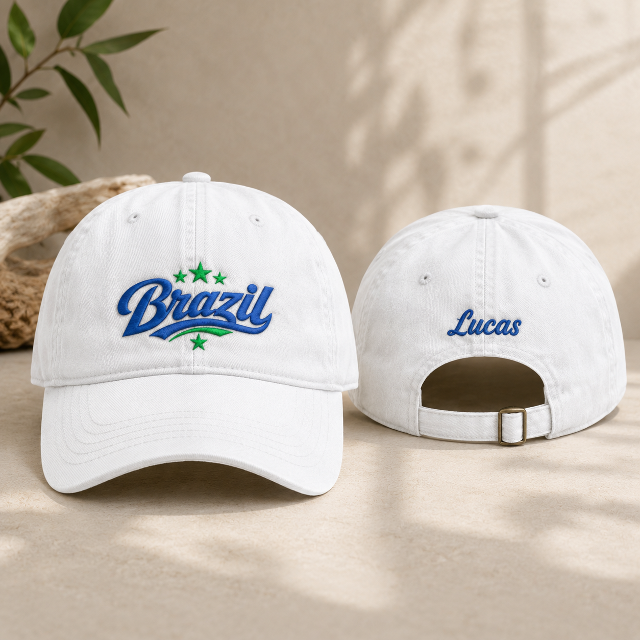 Brazil Script Embroidered Washed Cap - Washed Cap - front view