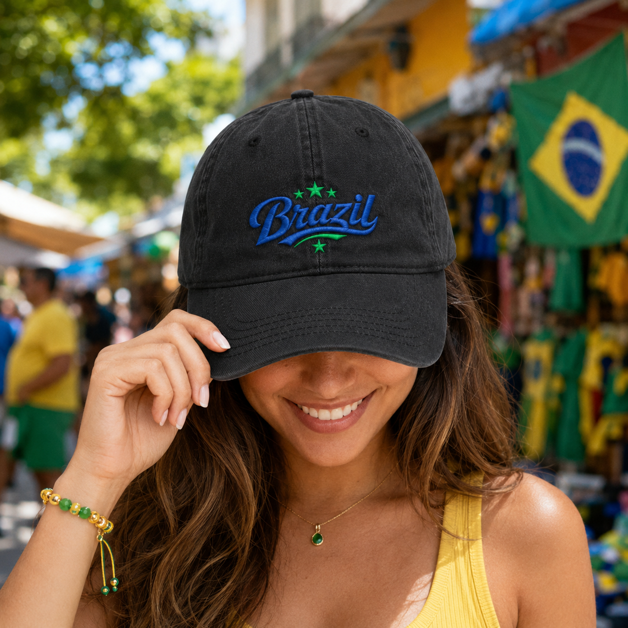 Brazil Script Embroidered Washed Cap - Washed Cap - lifestyle