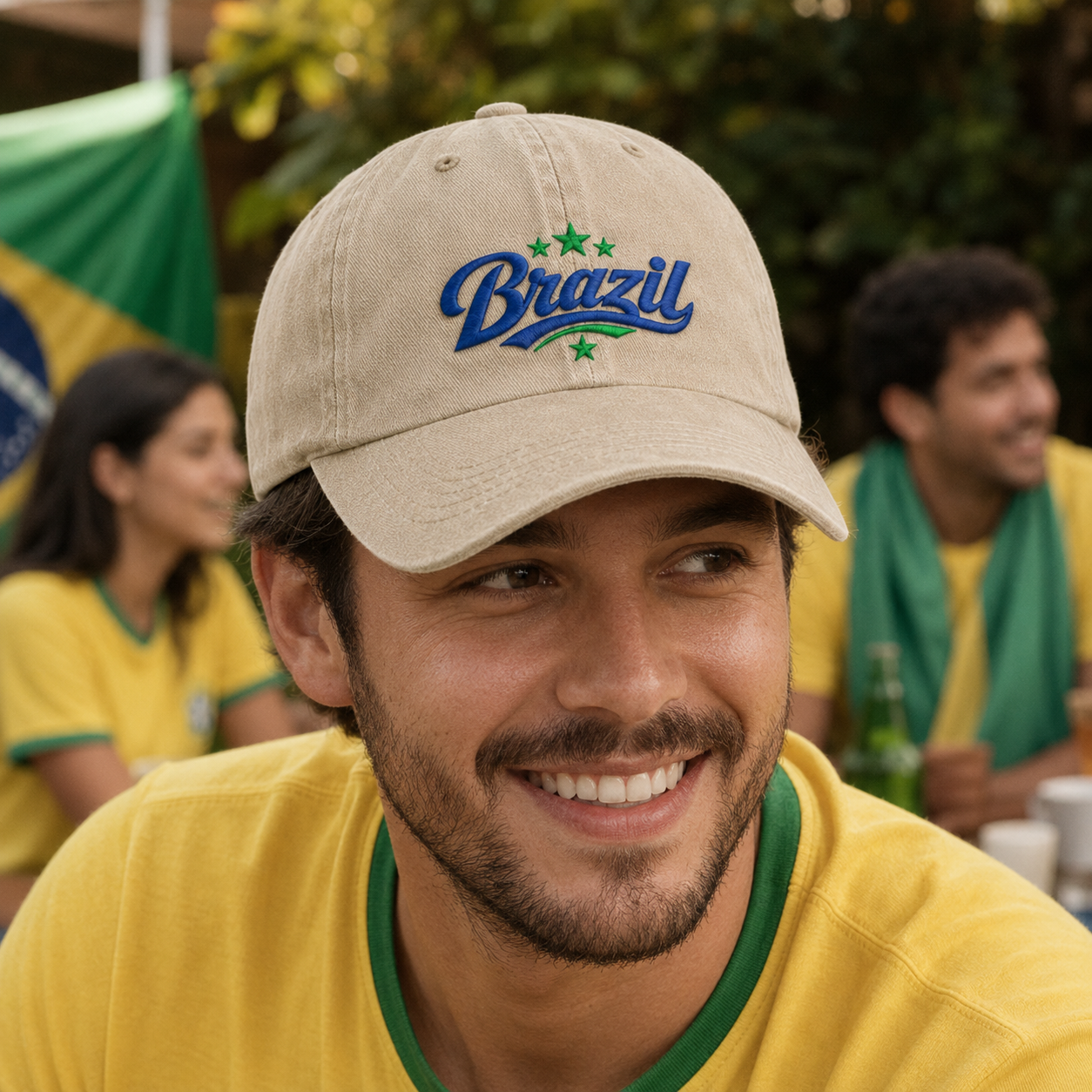 Brazil Script Embroidered Washed Cap - Washed Cap - side view