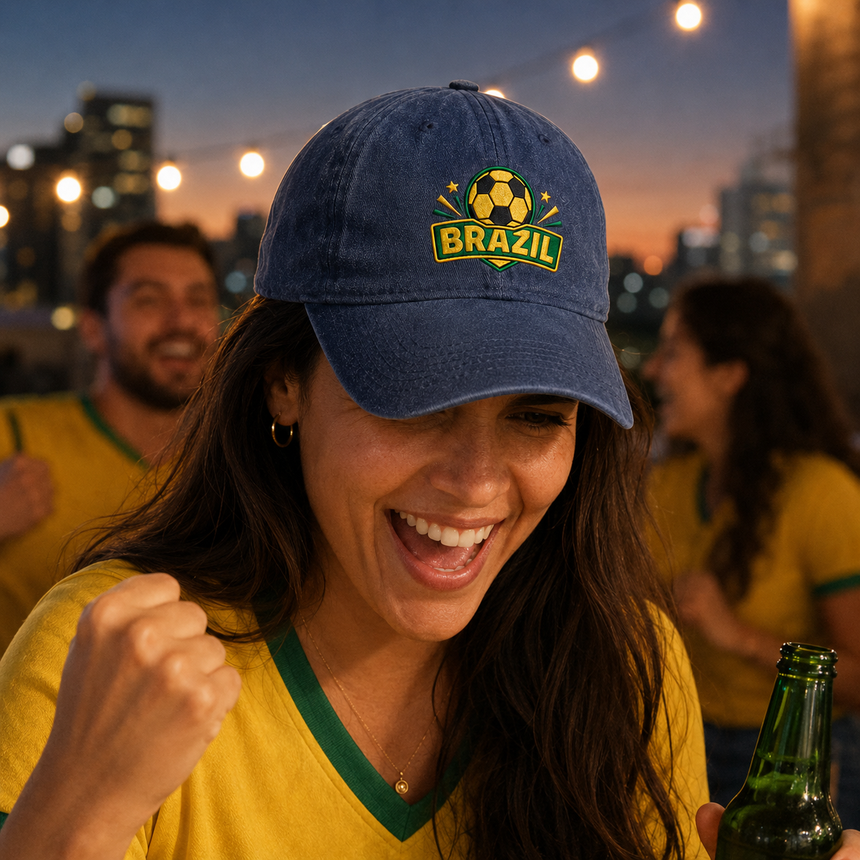 Brazil Soccer Embroidered Washed Cap - Washed Cap - alternate angle