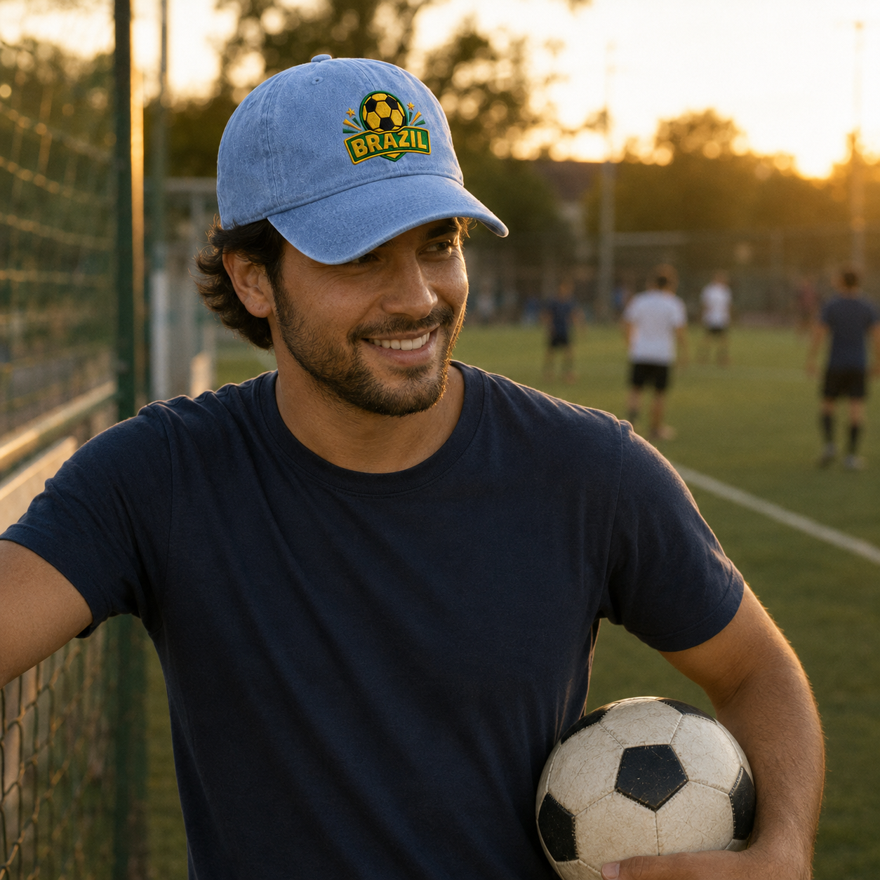 Brazil Soccer Embroidered Washed Cap - Washed Cap - detail
