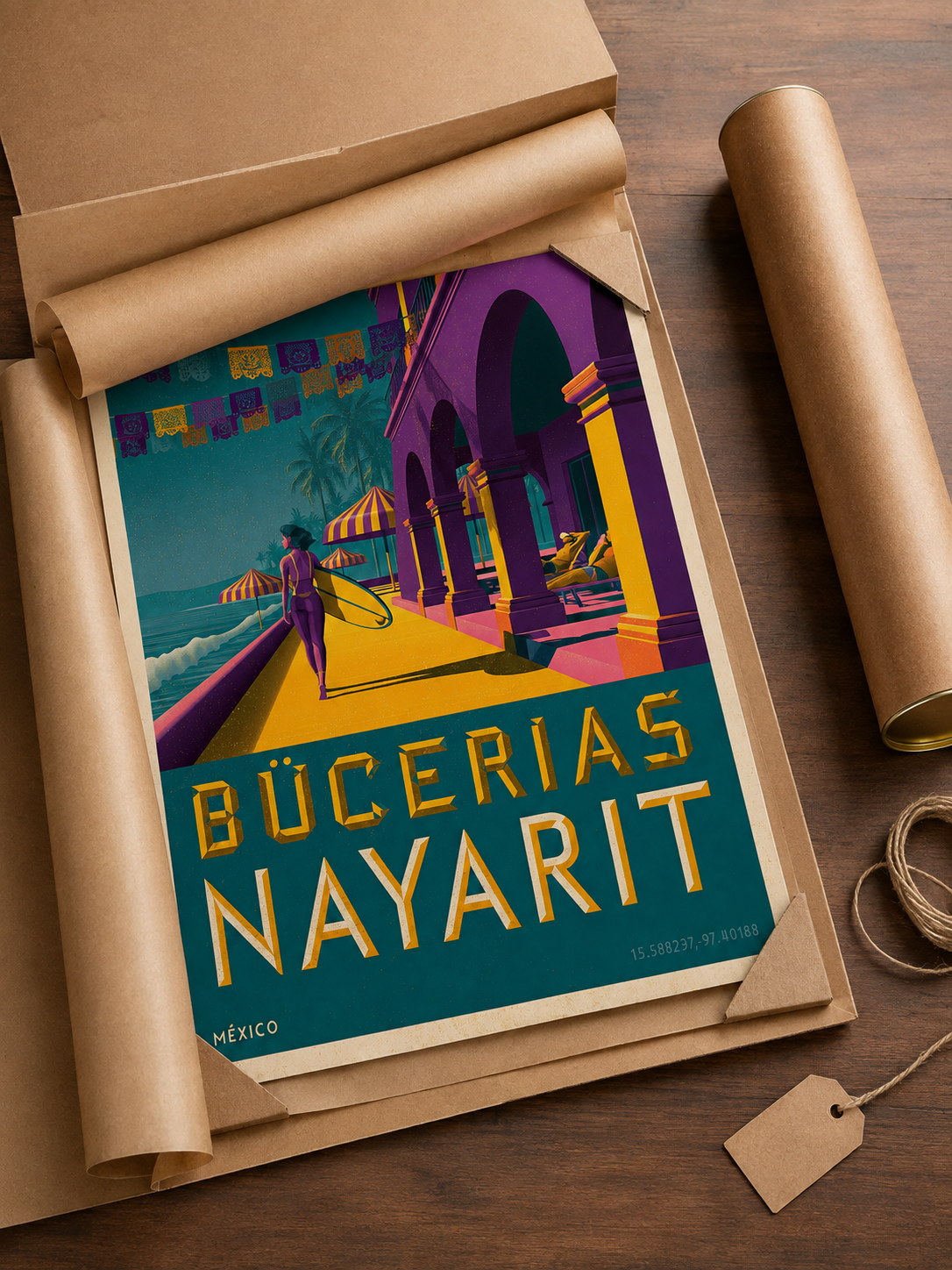 Póster de Playa, Bucerías - Wall Art Decor - close-up - bucerias mexico travel poster, bucerias wall art