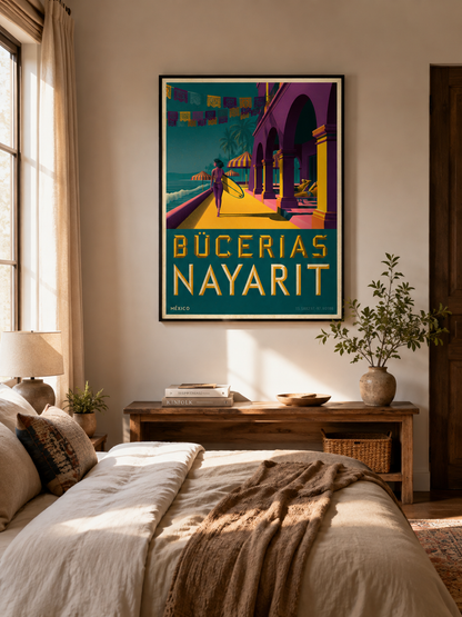 Póster de Playa, Bucerías - Wall Art Decor - lifestyle shot - bucerias mexico travel poster, bucerias wall art
