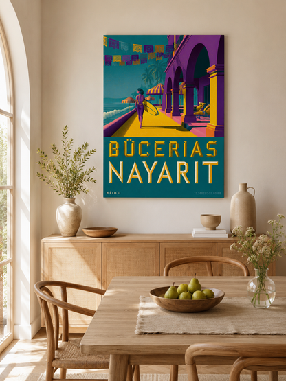Póster de Playa, Bucerías - Wall Art Decor - close-up - bucerias mexico travel poster, bucerias wall art
