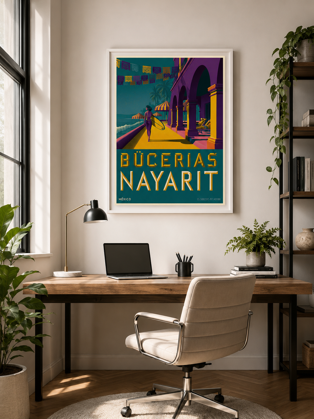 Póster de Playa, Bucerías - Wall Art Decor - packaging - bucerias mexico travel poster, bucerias wall art