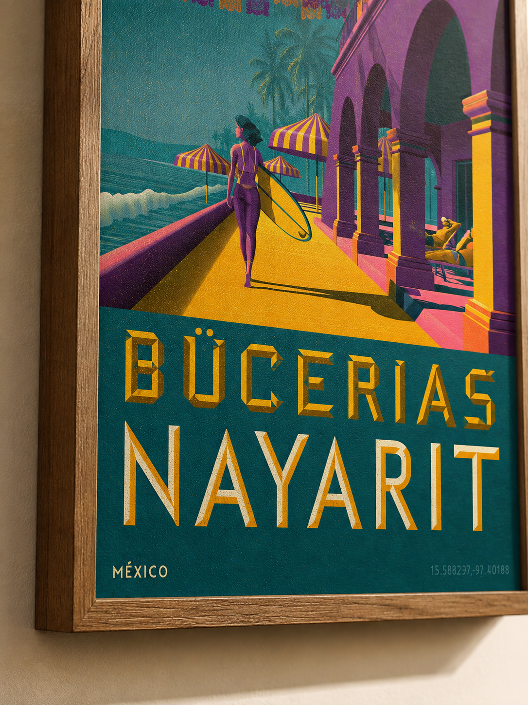 Póster de Playa, Bucerías - Wall Art Decor - lifestyle shot - bucerias mexico travel poster, bucerias wall art