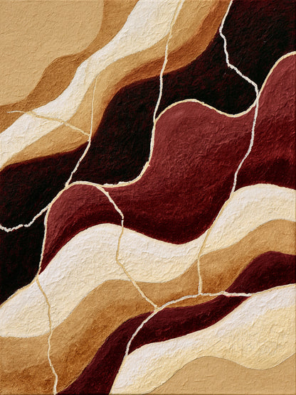 Bordeaux Beige Abstracte Wandkunst - Wall Art Decor - front view - burgundy abstract wall art, burgundy wall decor
