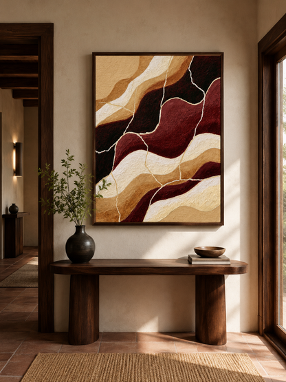 Bordeaux Beige Abstracte Wandkunst - Wall Art Decor - packaging - burgundy abstract wall art, burgundy wall decor