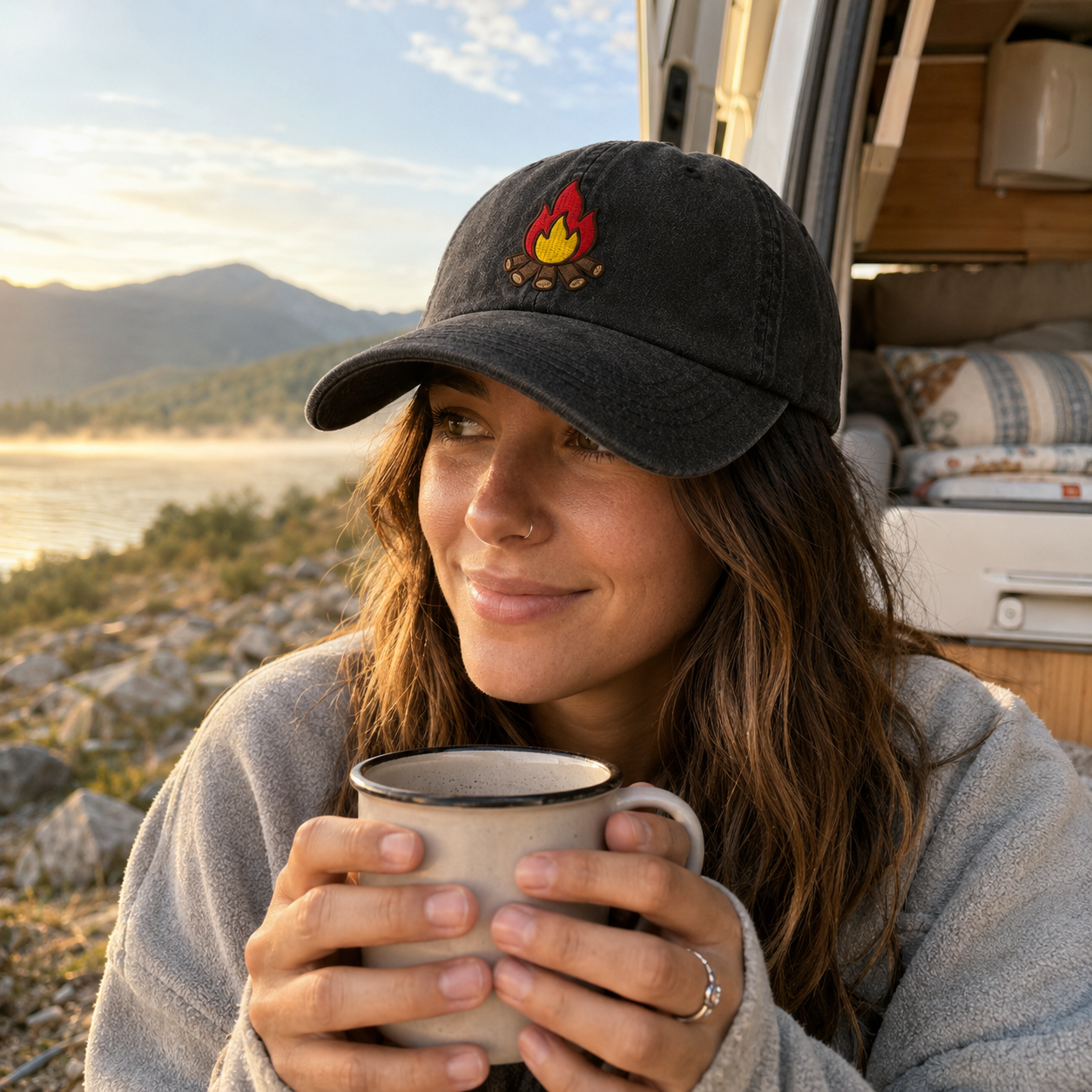 Campfire Embroidered Washed Cap - Washed Cap - alternate angle
