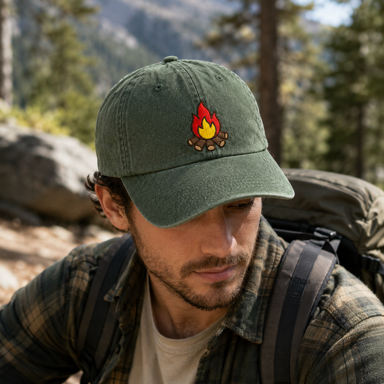 Campfire Embroidered Washed Cap - Washed Cap - detail