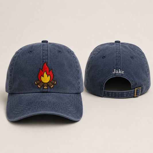 Campfire Embroidered Washed Cap - Washed Cap - front view