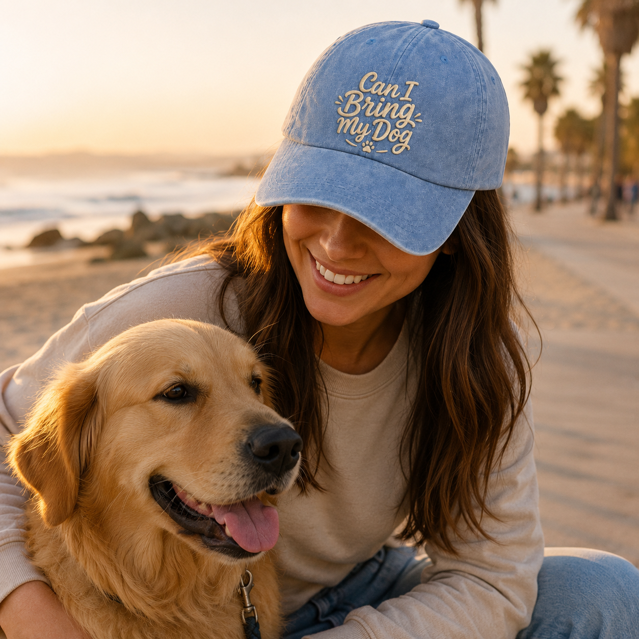 Can I Bring My Dog Embroidered Washed Cap - Washed Cap - alternate angle