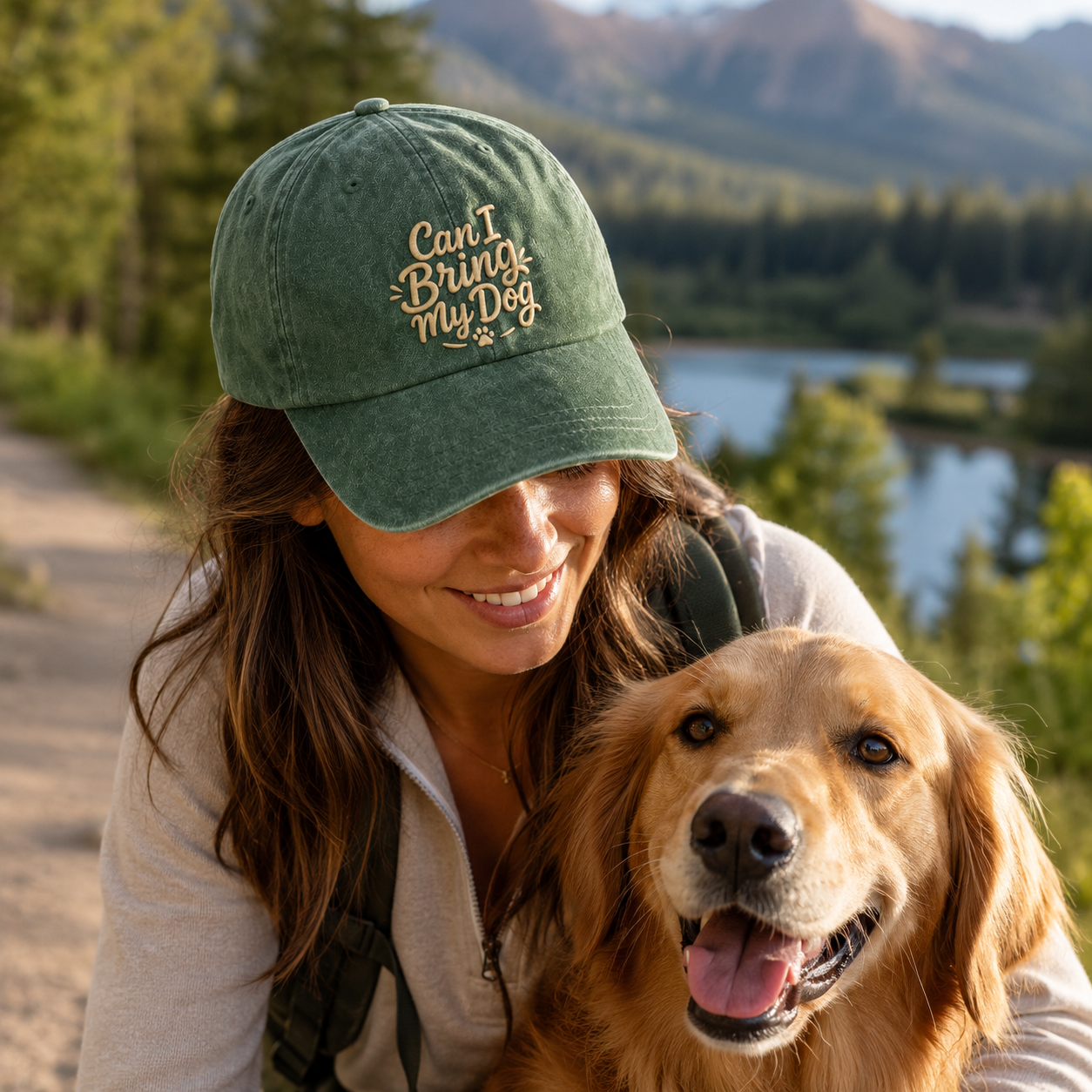Can I Bring My Dog Embroidered Washed Cap - Washed Cap - detail