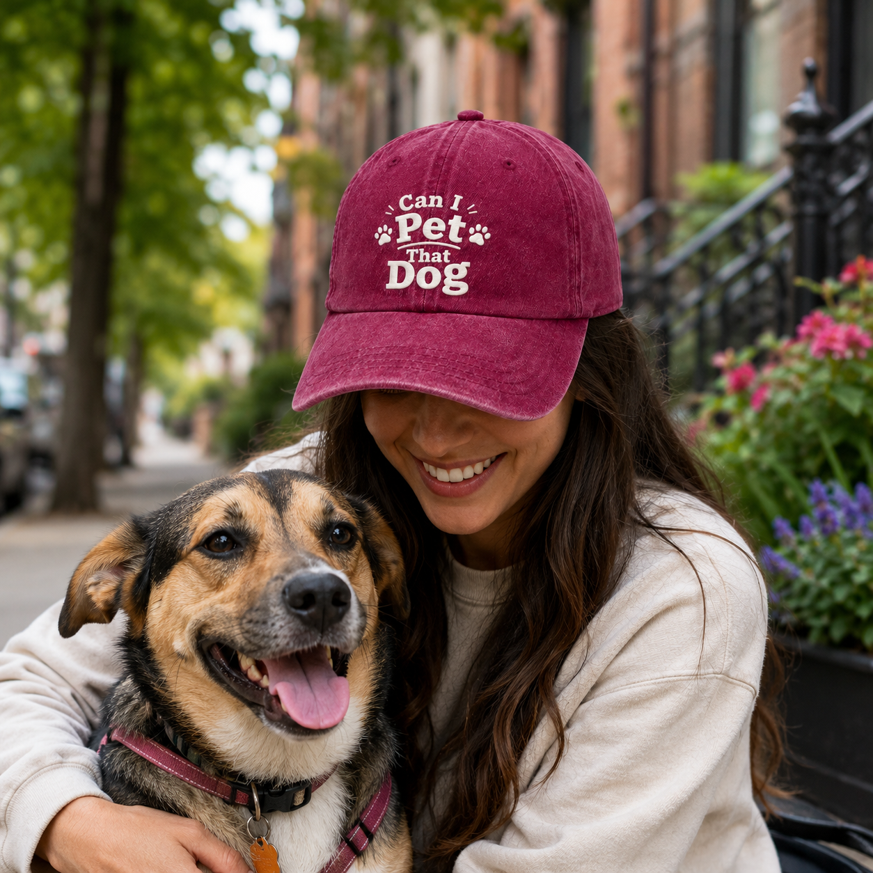 Can I Pet That Dog Embroidered Washed Cap - Washed Cap - detail