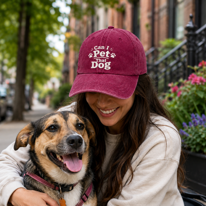 Can I Pet That Dog Embroidered Washed Cap - Washed Cap - detail