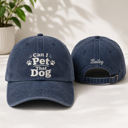 Can I Pet That Dog Embroidered Washed Cap - Washed Cap - front view