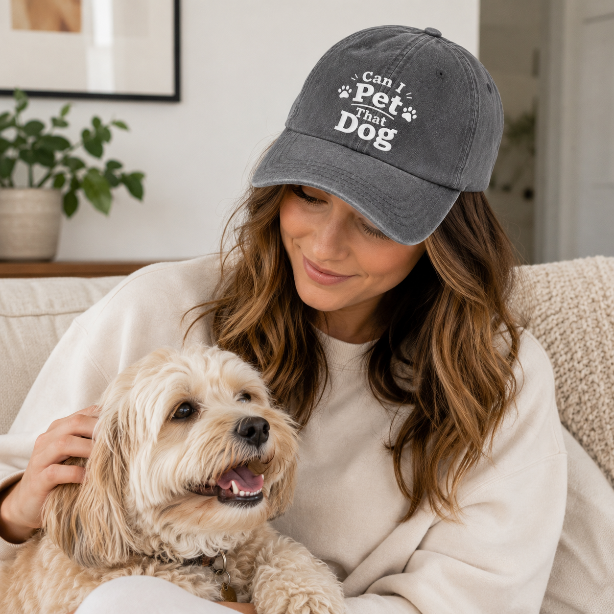 Can I Pet That Dog Embroidered Washed Cap - Washed Cap - lifestyle