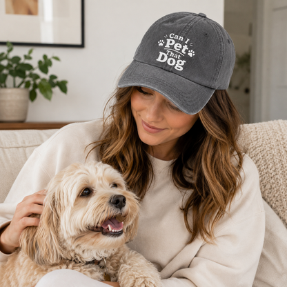 Can I Pet That Dog Embroidered Washed Cap - Washed Cap - lifestyle