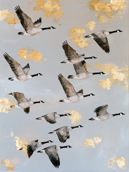 Bernaches du Canada en Tableau - Wall Art Decor - front view - canada geese wall art, flying geese art print