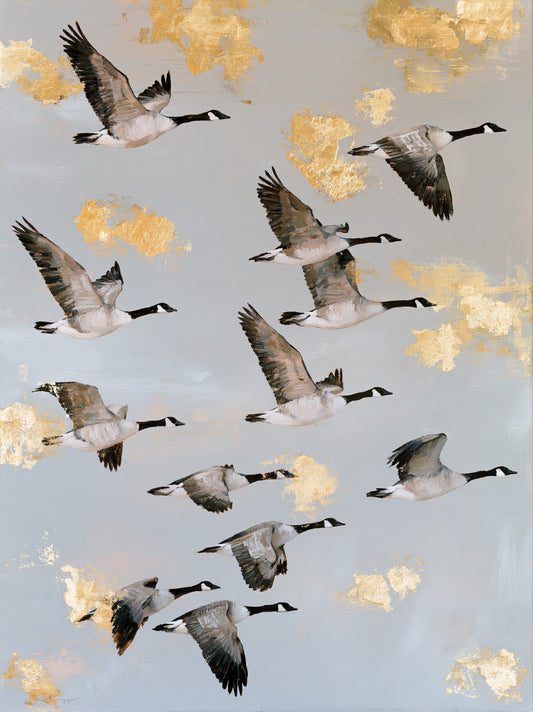 Bernaches du Canada en Tableau - Wall Art Decor - front view - canada geese wall art, flying geese art print