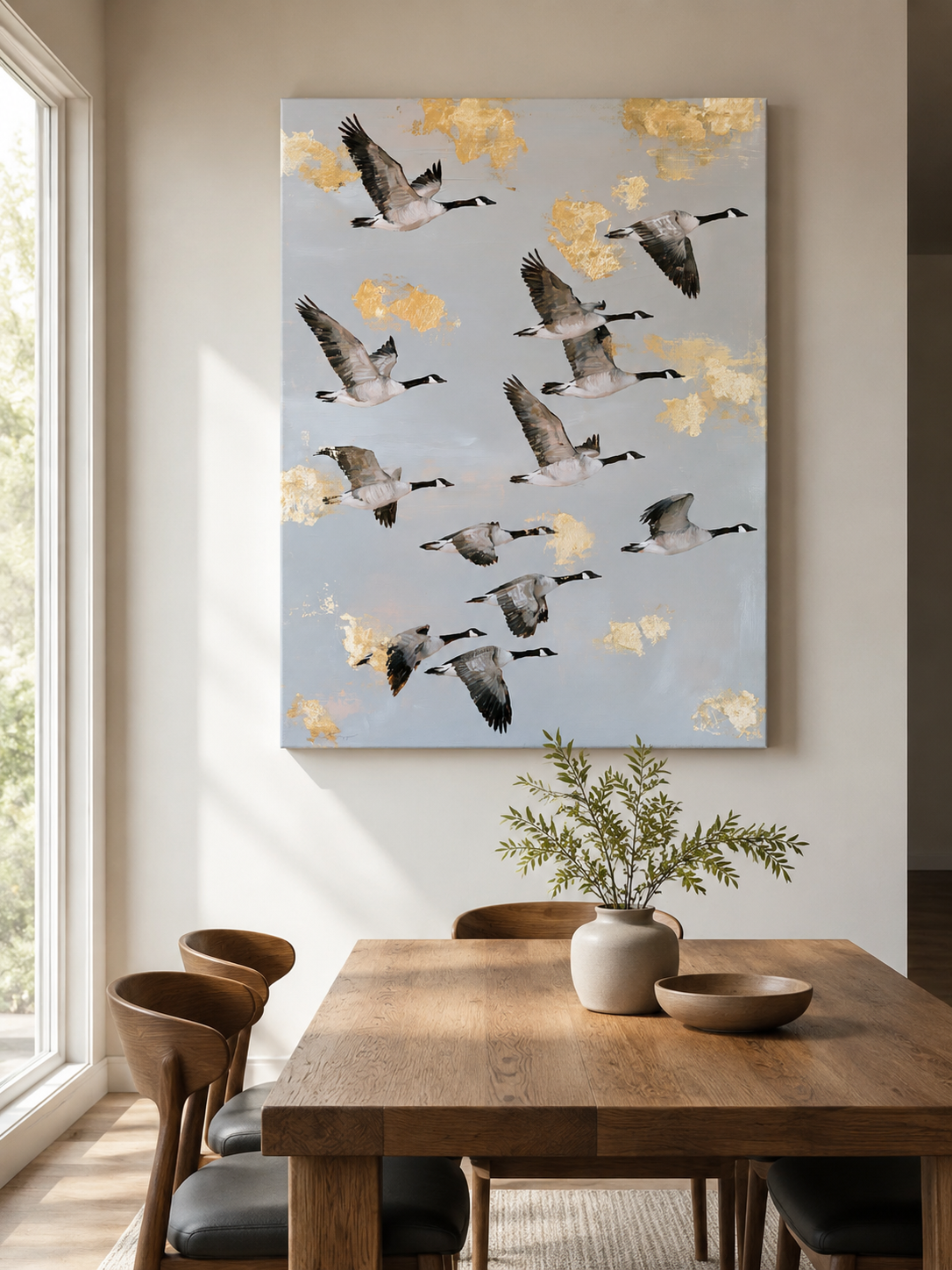 Bernaches du Canada en Tableau - Wall Art Decor - alternate angle - canada geese wall art, flying geese art print