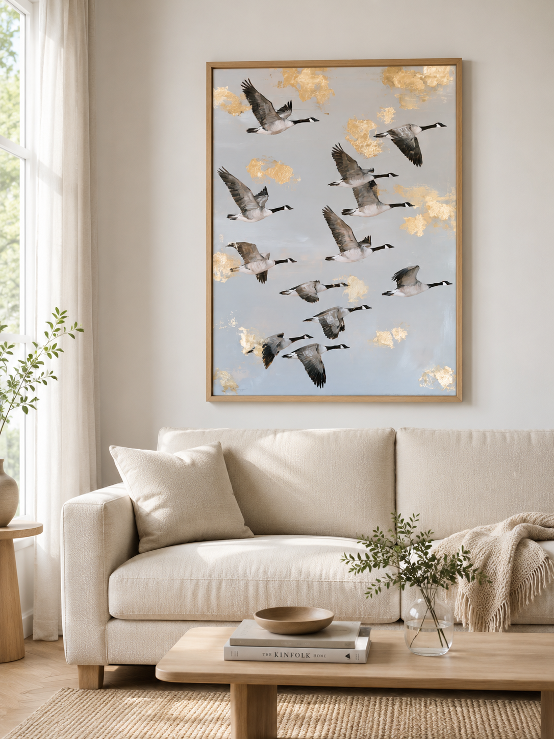 Bernaches du Canada en Tableau - Wall Art Decor - detail view - canada geese wall art, flying geese art print