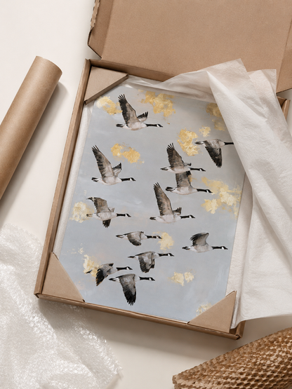 Bernaches du Canada en Tableau - Wall Art Decor - alternate angle - canada geese wall art, flying geese art print