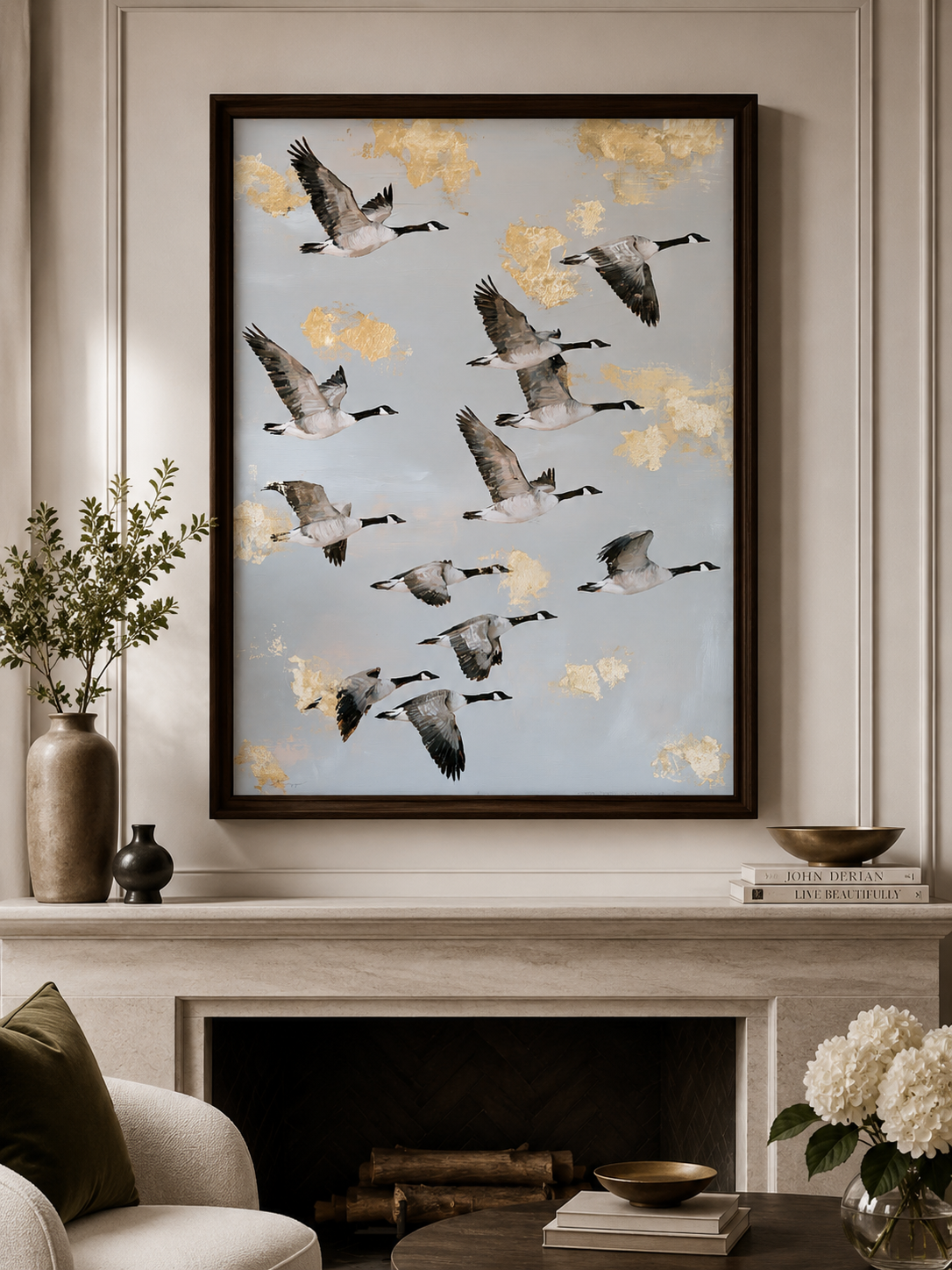 Bernaches du Canada en Tableau - Wall Art Decor - packaging - canada geese wall art, flying geese art print