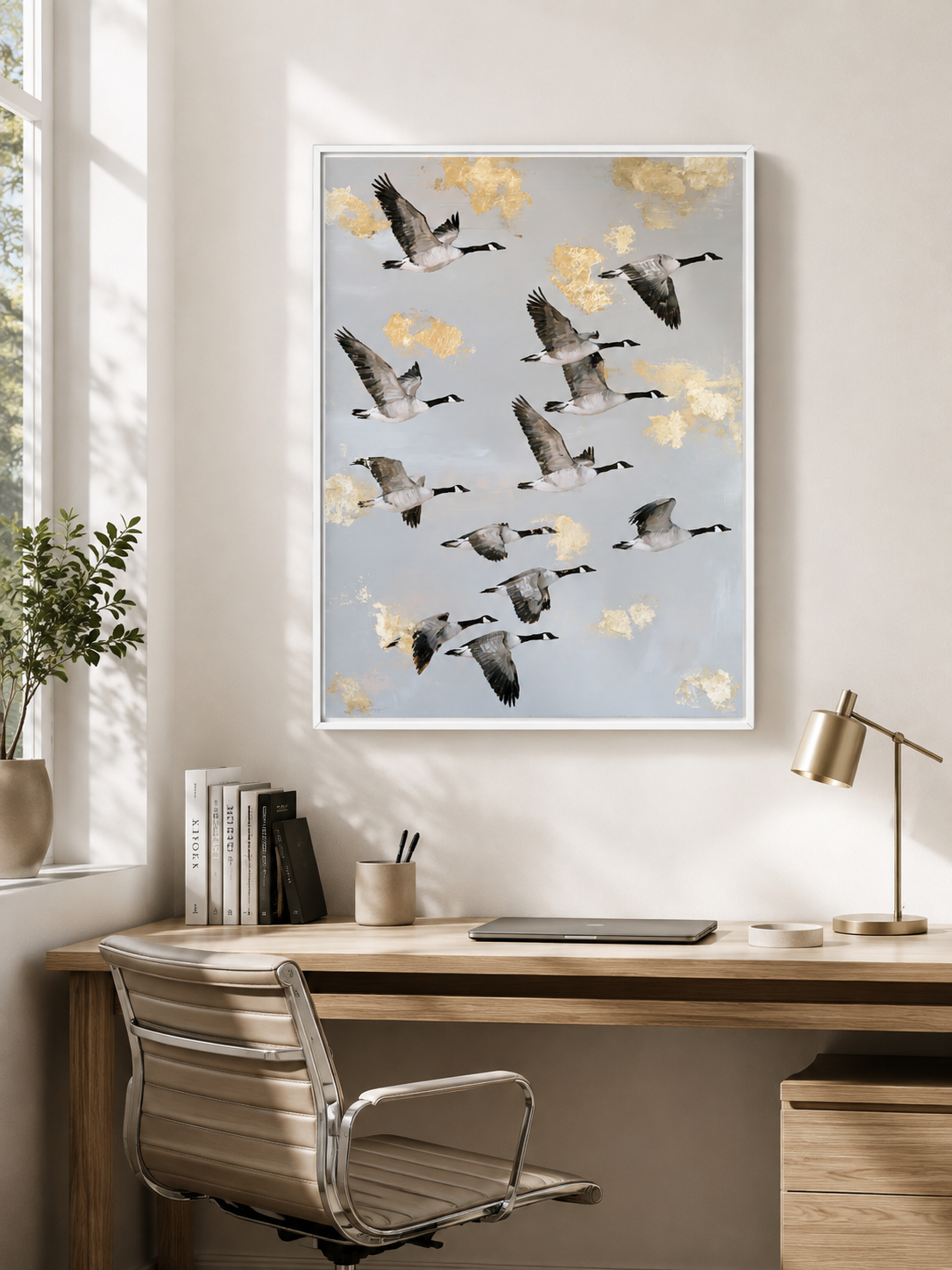 Bernaches du Canada en Tableau - Wall Art Decor - front view - canada geese wall art, flying geese art print