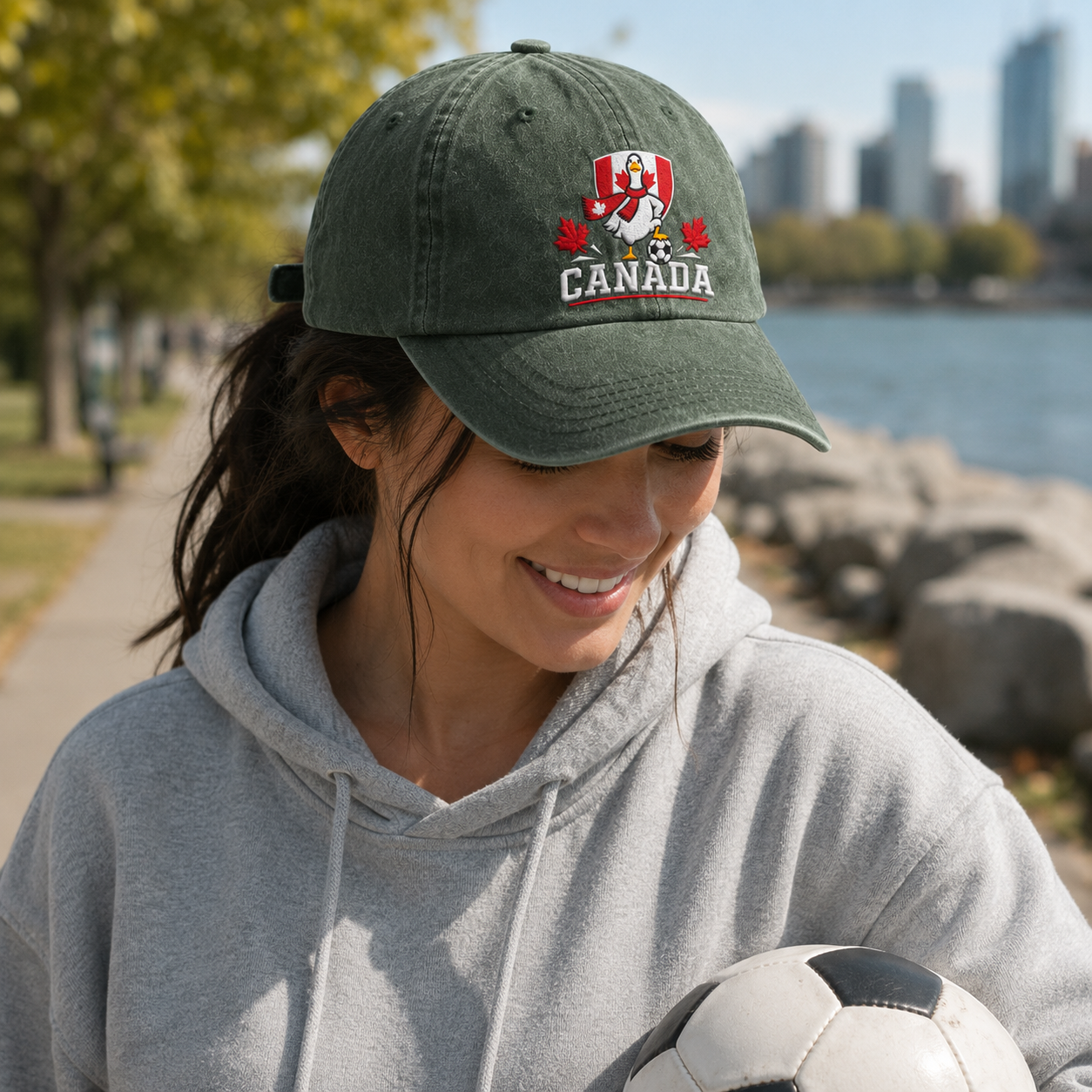 Canada Soccer Goose Embroidered Washed Cap - Washed Cap - alternate angle