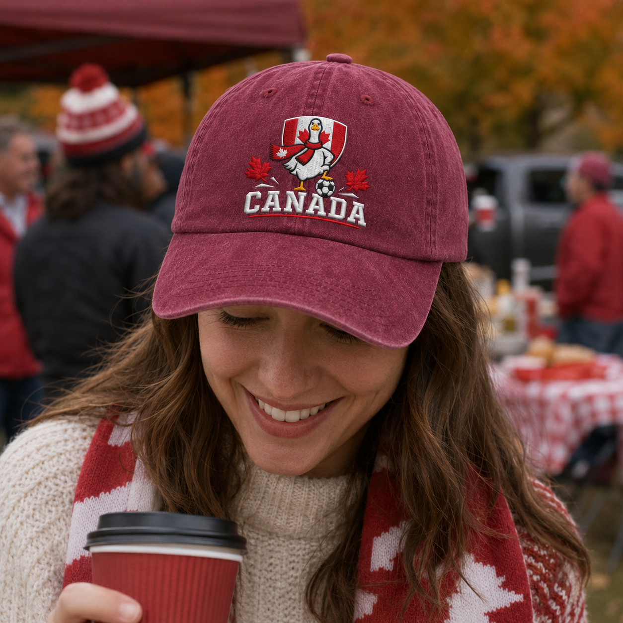 Canada Soccer Goose Embroidered Washed Cap - Washed Cap - detail