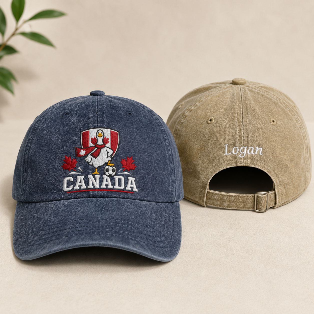 Canada Soccer Goose Embroidered Washed Cap - Washed Cap - front view