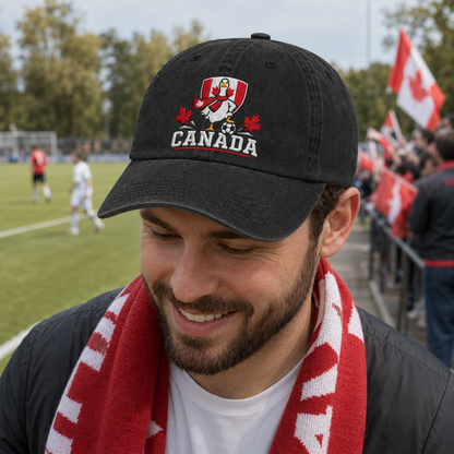 Canada Soccer Goose Embroidered Washed Cap - Washed Cap - side view