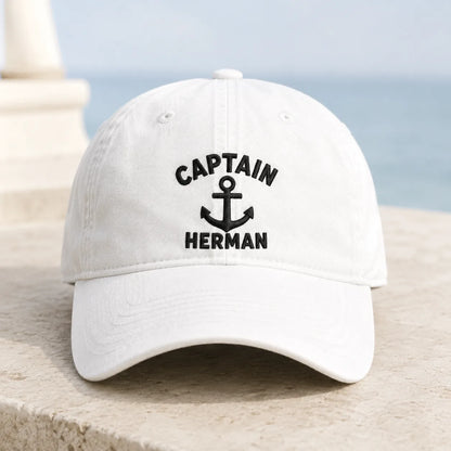Captain Herman Anchor Washed Cap - washed cap - detail