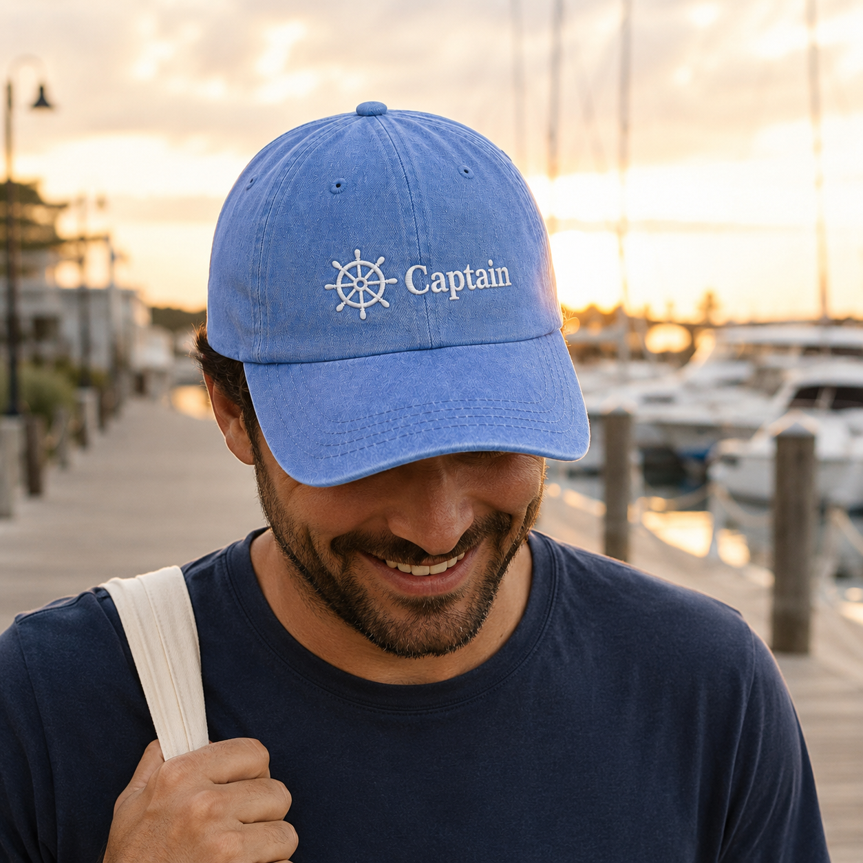 Captain Nautical Washed Cap - Washed Cap - alternate angle